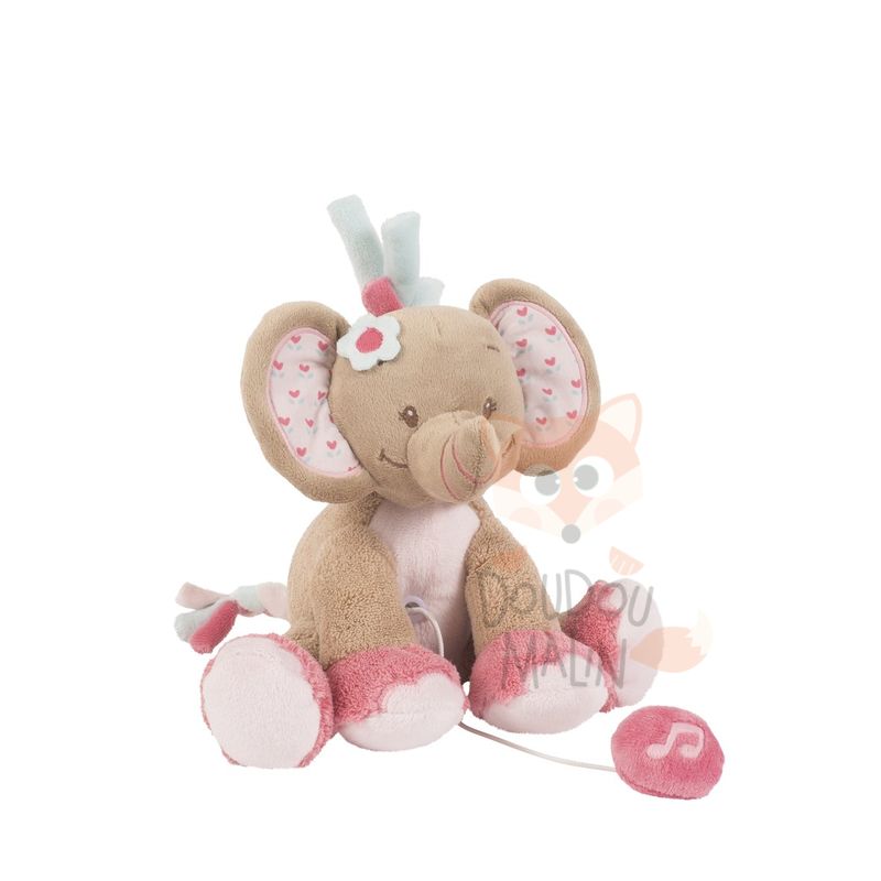  charlotte et rose boîte à musique éléphant rose beige 